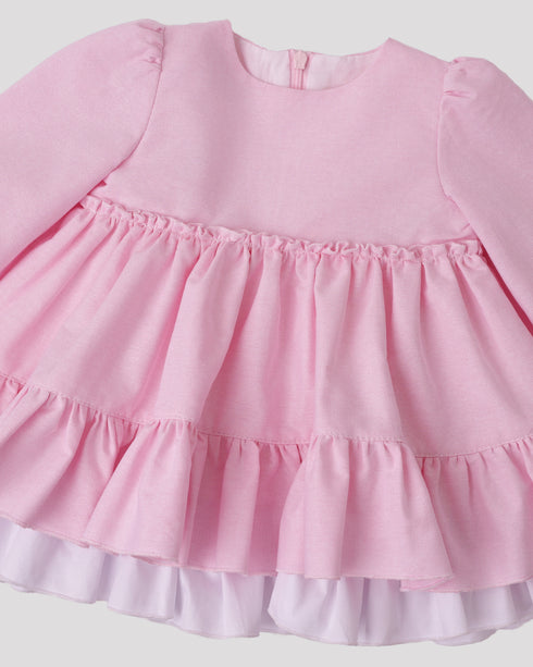 Rochie roz cu volane